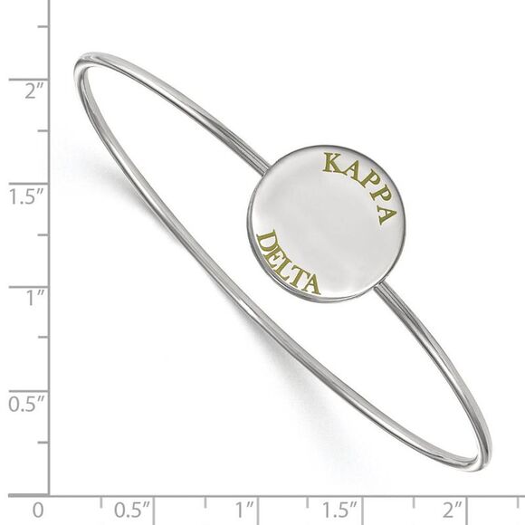 Sterling Silver Kappa Delta Enamel Green Letters Bangle - 7 in. - Picture 2 of 4